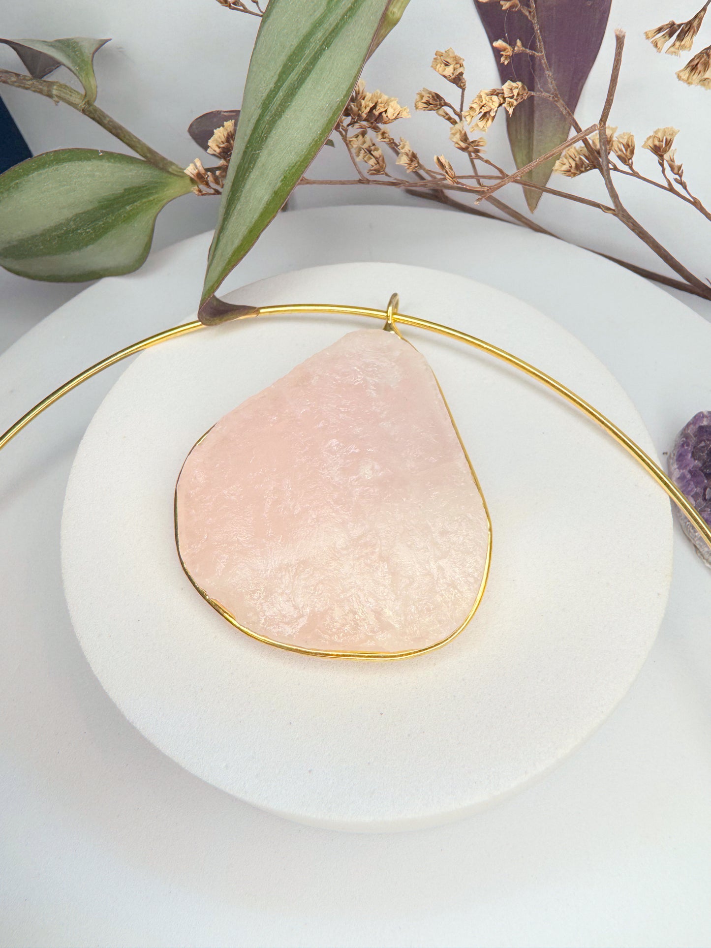 Choker lunação- Quartzo Rosa