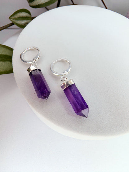 Brinco Júpiter - ametista lapidada