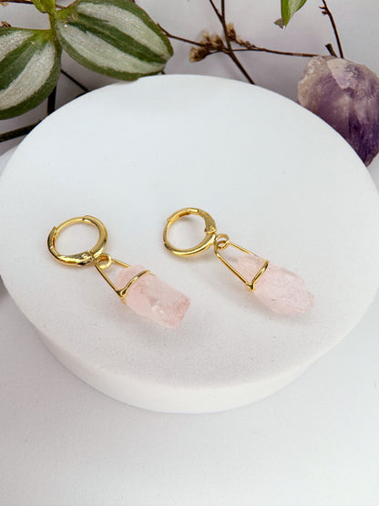 Brinco Júpiter - quartzo rosa