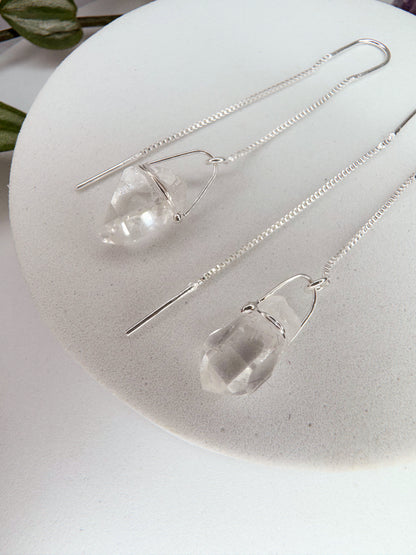 Brinco zen - Quartzo de Cristal lapidado