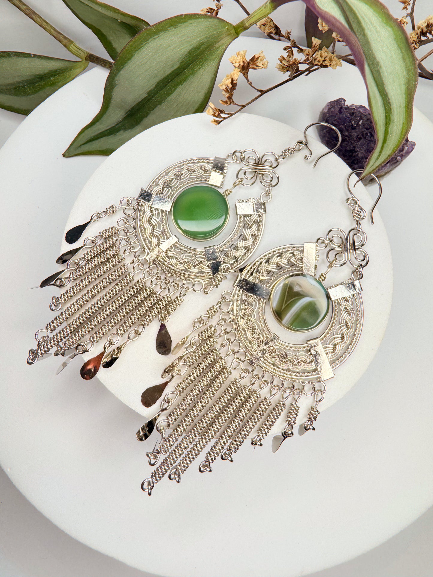 Brinco Nostalgia Aço - Quartzo verde