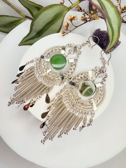 Brinco Nostalgia Aço - Quartzo verde