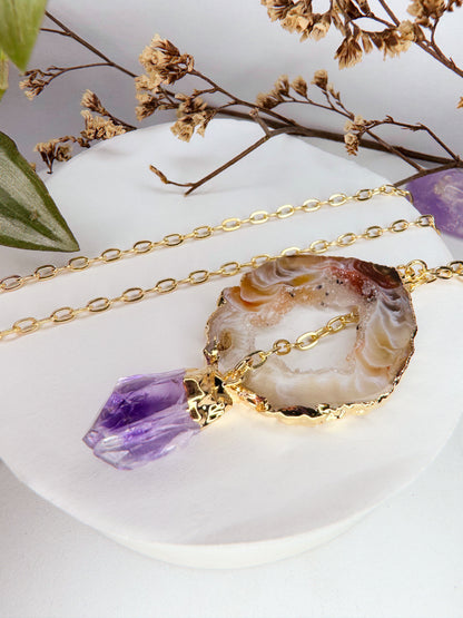 Colar Cósmico - Ágata + Ametista