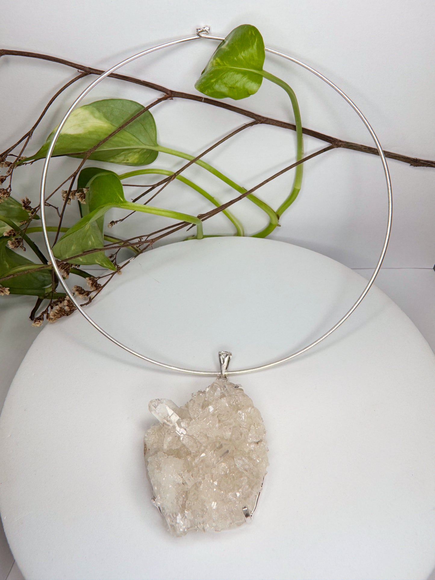 Choker Lunação - Drusa de Quartzo transparente