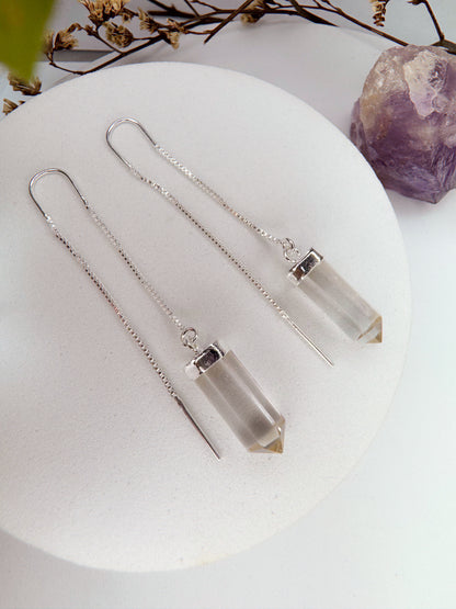 Brinco zen - Quartzo de Cristal lapidado