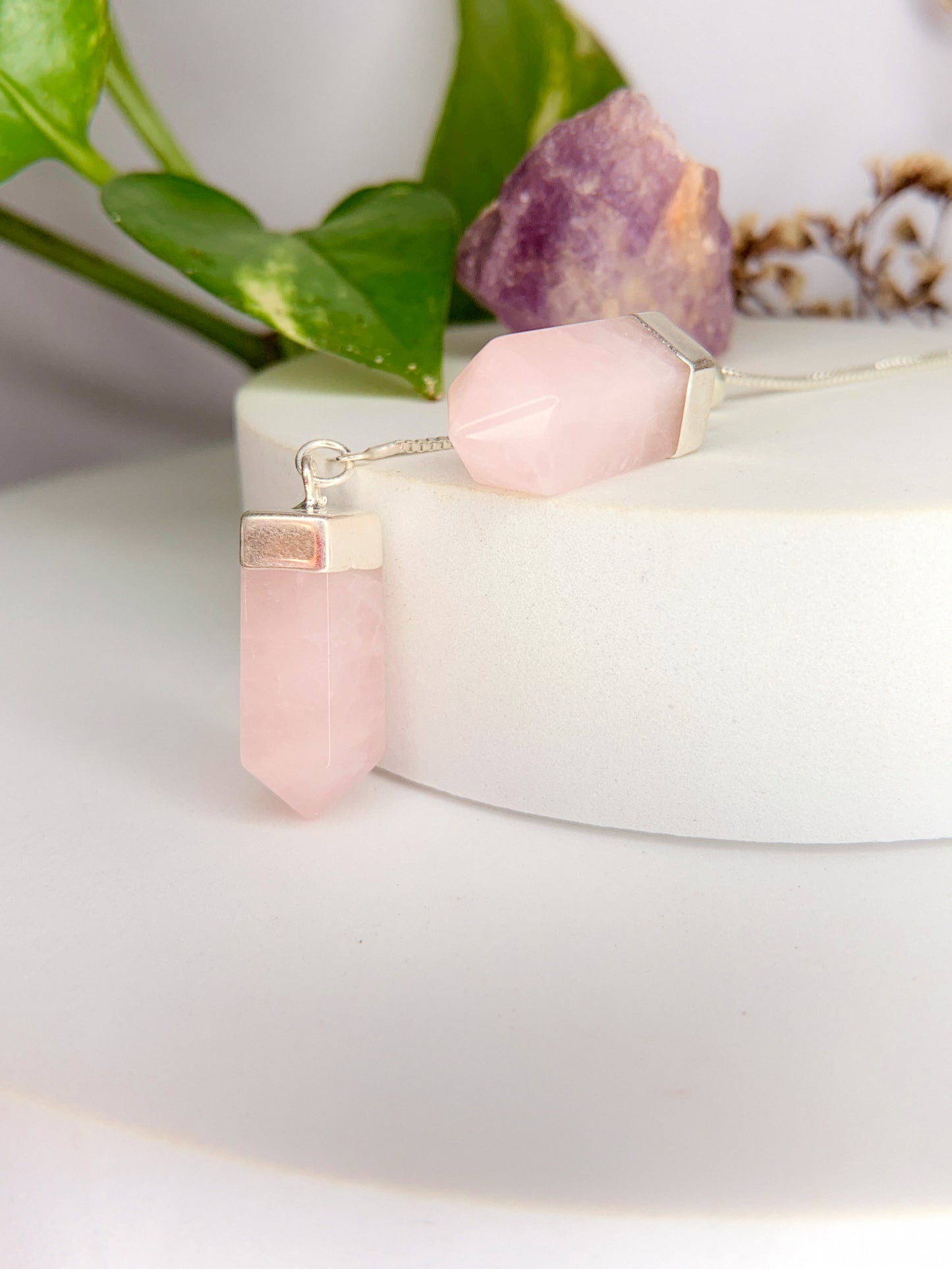 Colar cósmico - Quartzo rosa