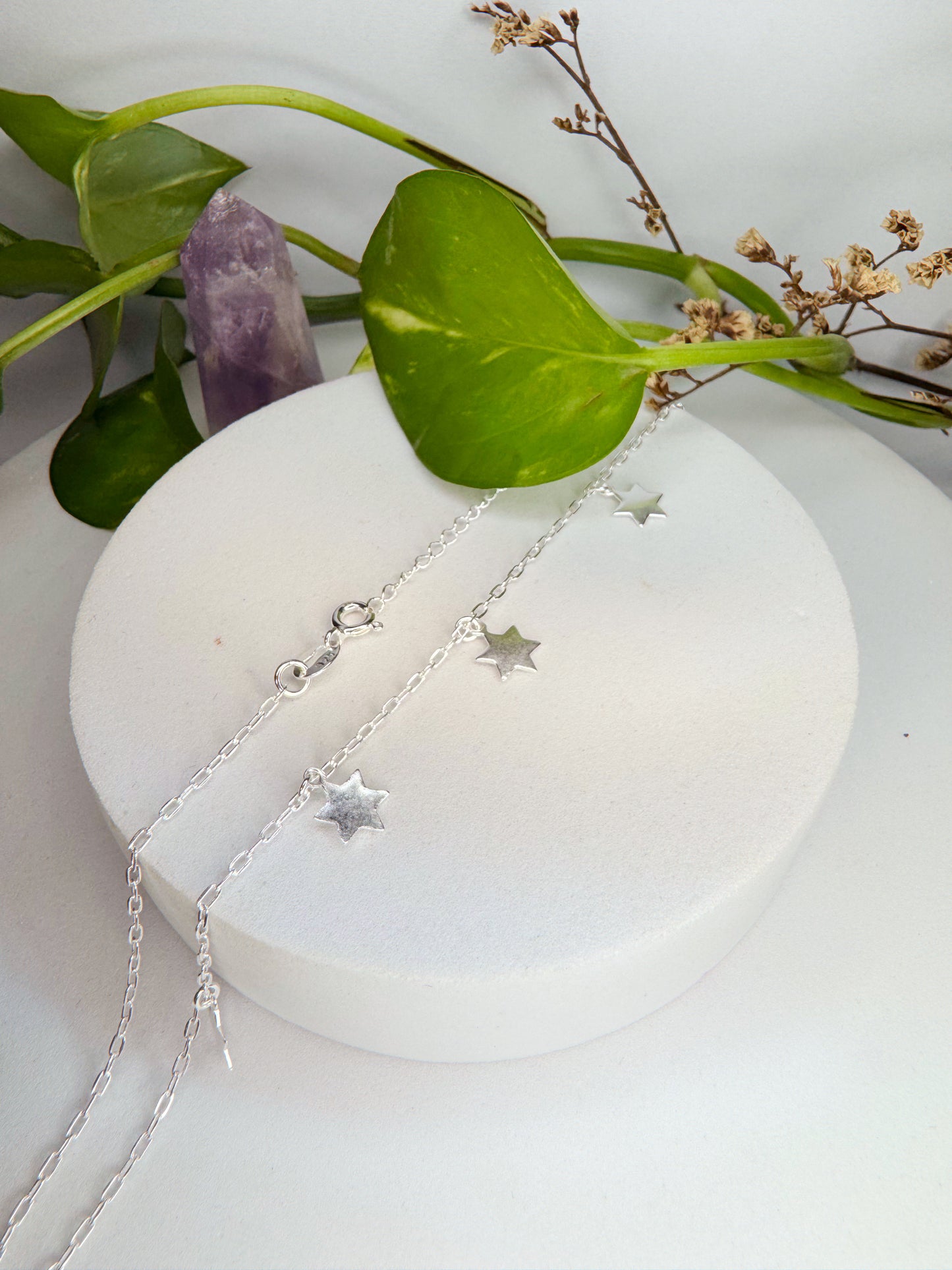 Choker estrelas 40cm - Prata 925