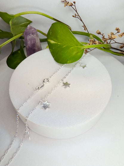 Choker estrelas 40cm - Prata 925