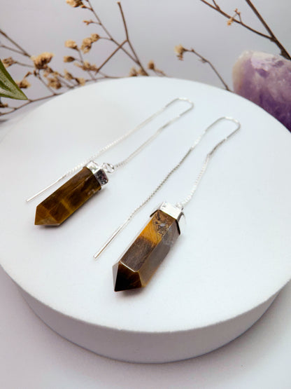 Brinco zen - Olho de Tigre lapidado