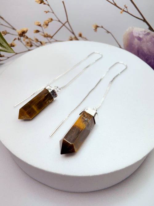 Brinco zen - Olho de Tigre lapidado