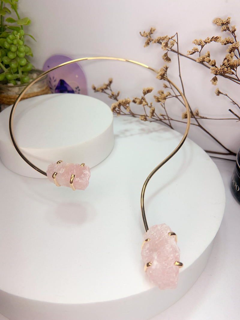 Choker celeste - Quartzo rosa