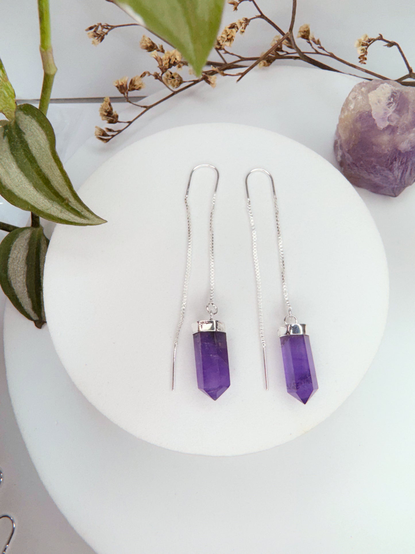 Brinco zen - Ametista lapidado