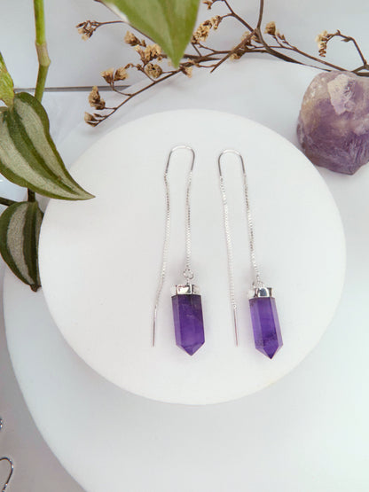 Brinco zen - Ametista lapidado