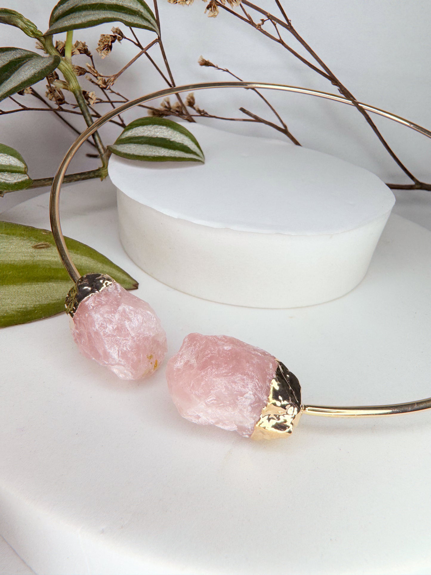 Choker Nebulosa - Quartzo rosa