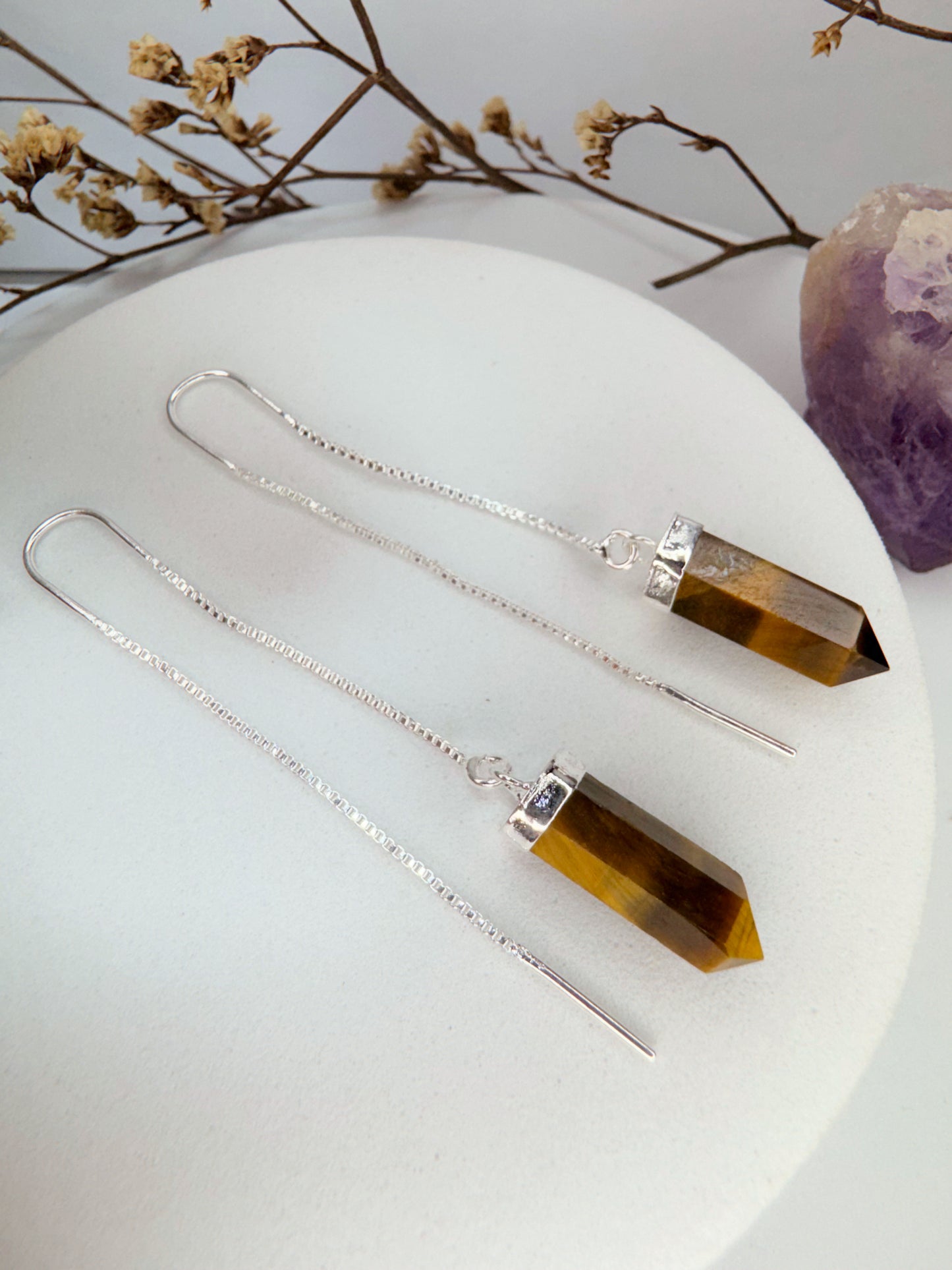 Brinco zen - Olho de Tigre lapidado