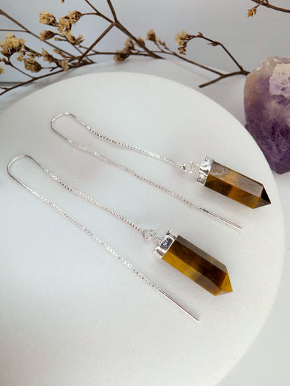 Brinco zen - Olho de Tigre lapidado