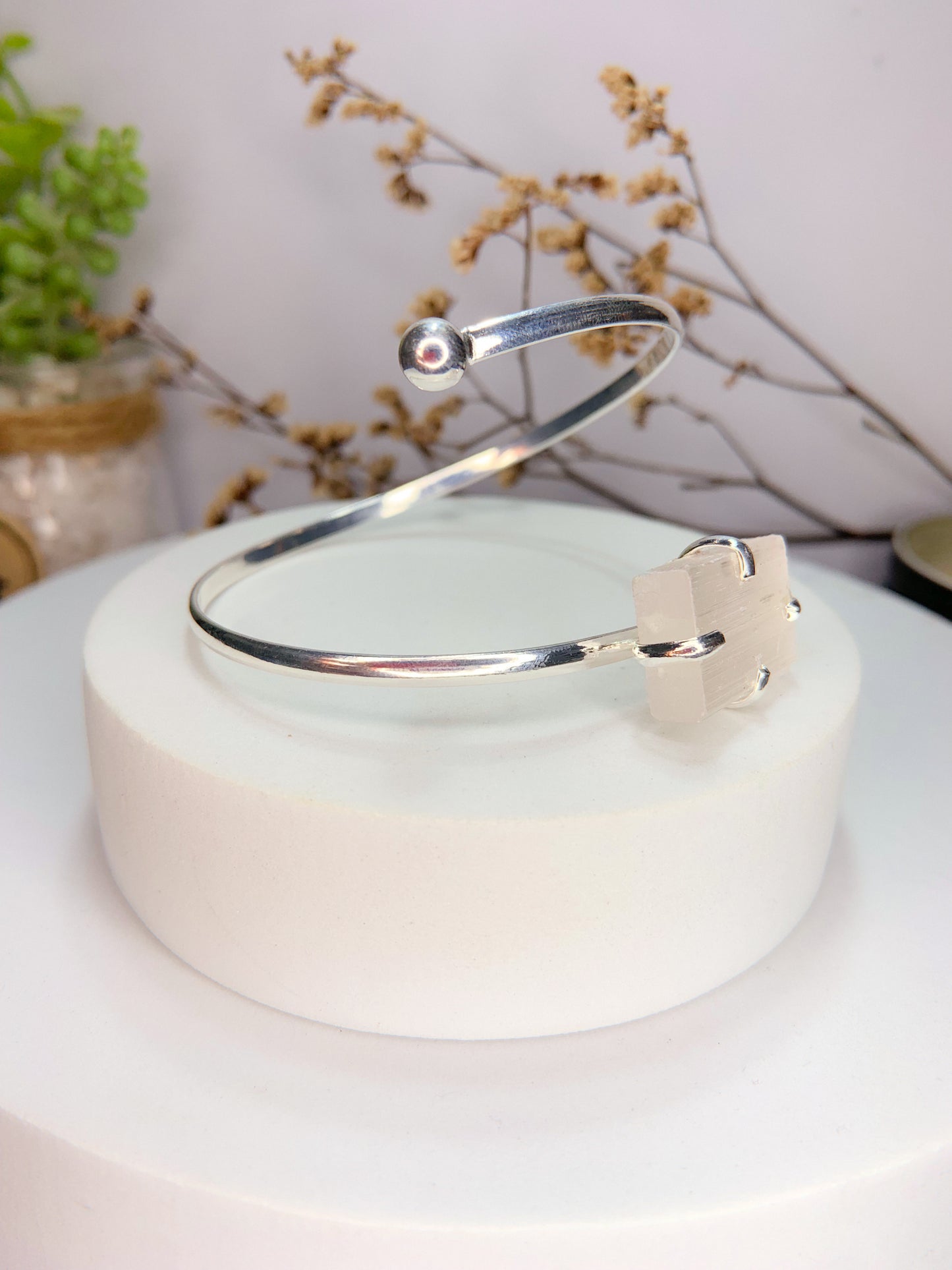 Bracelete estrela - selenita branca