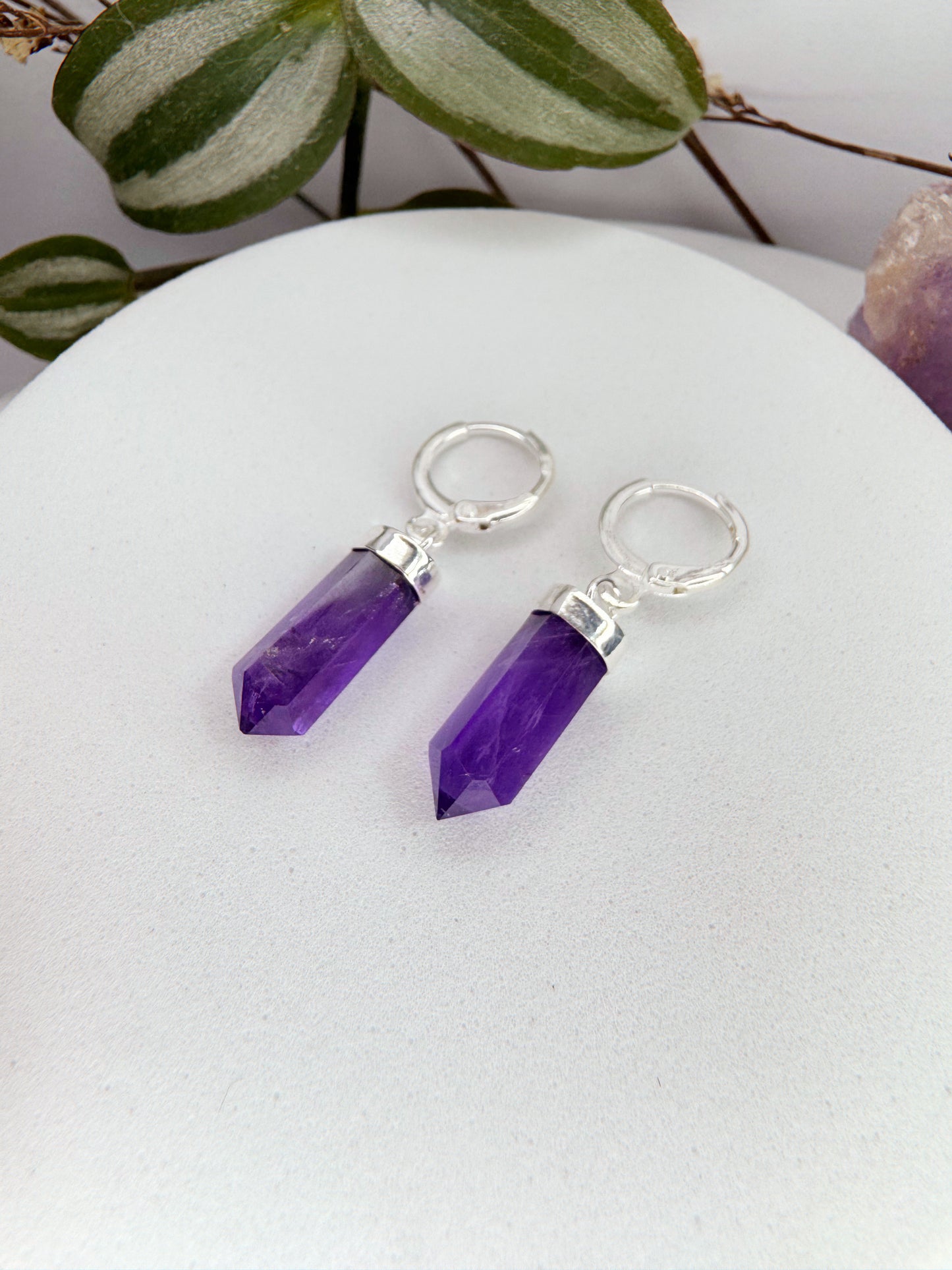 Brinco Júpiter - ametista lapidada