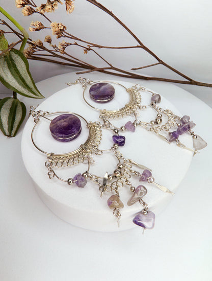 Brinco nostalgia - Ametista lapidada