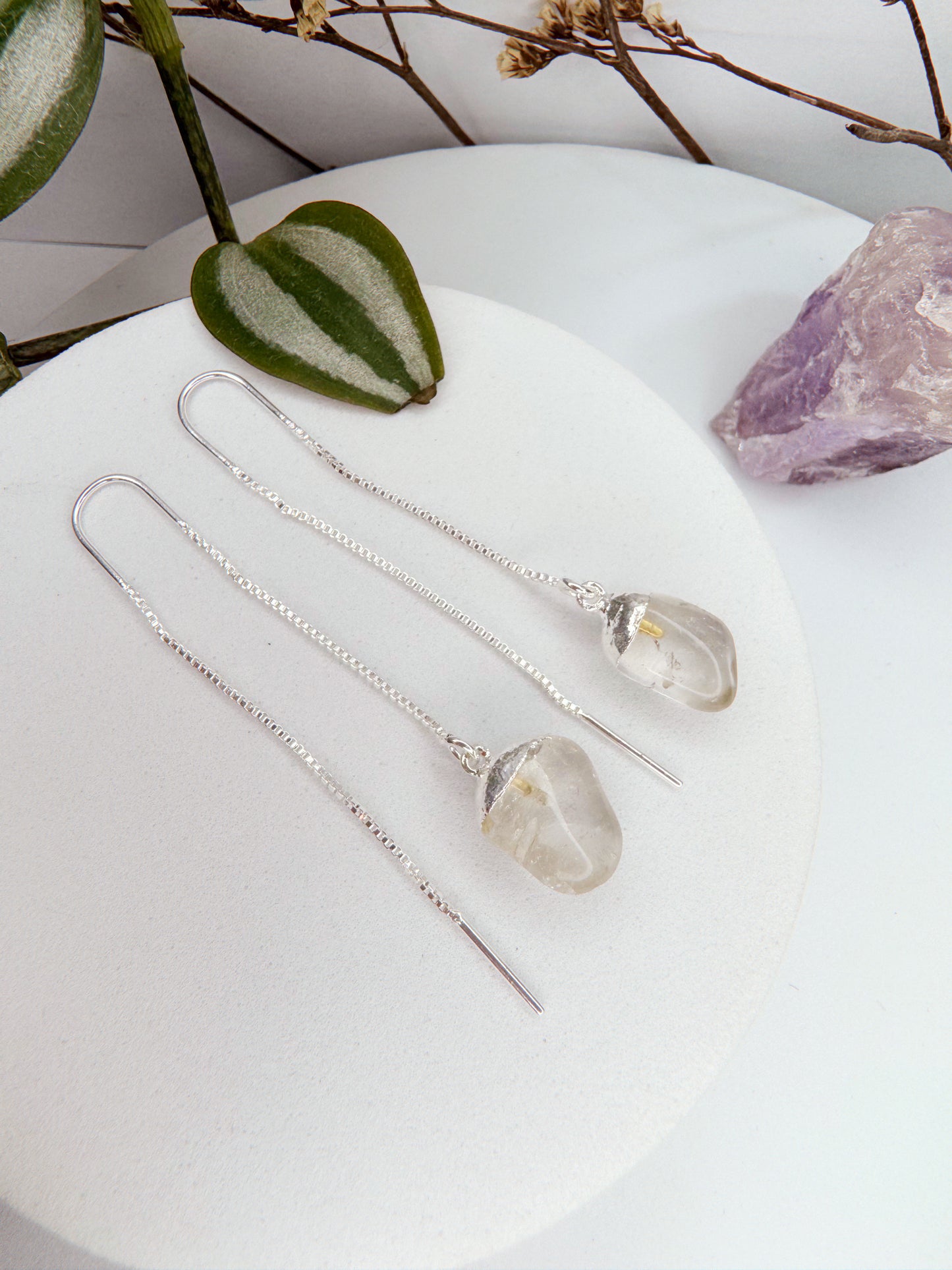 Brinco zen - Quartzo de Cristal bruto