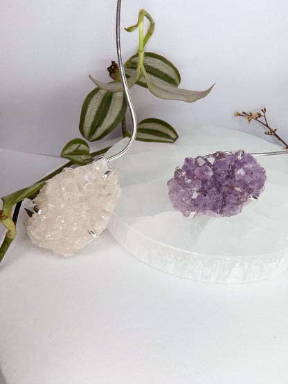 Choker Espaço - Drusa de Ametista + Drusa de quartzo transparente
