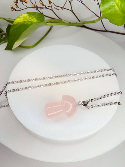 Colar cogumelo - Quartzo Rosa