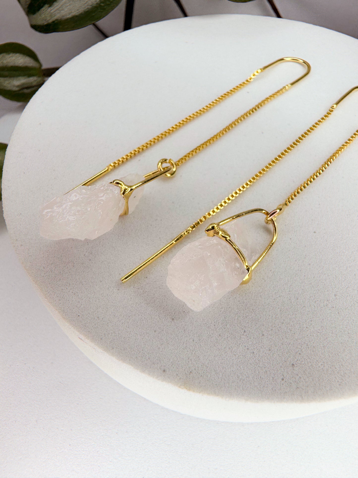 Brinco zen - Quartzo Rosa bruto