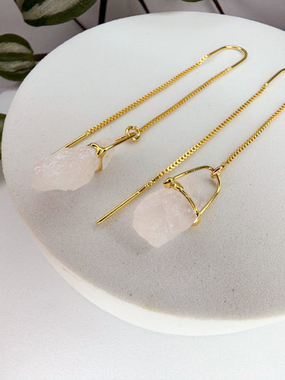 Brinco zen - Quartzo Rosa bruto