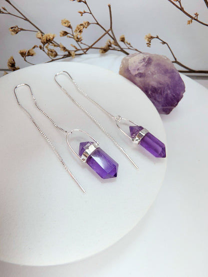 Brinco zen - Ametista lapidado