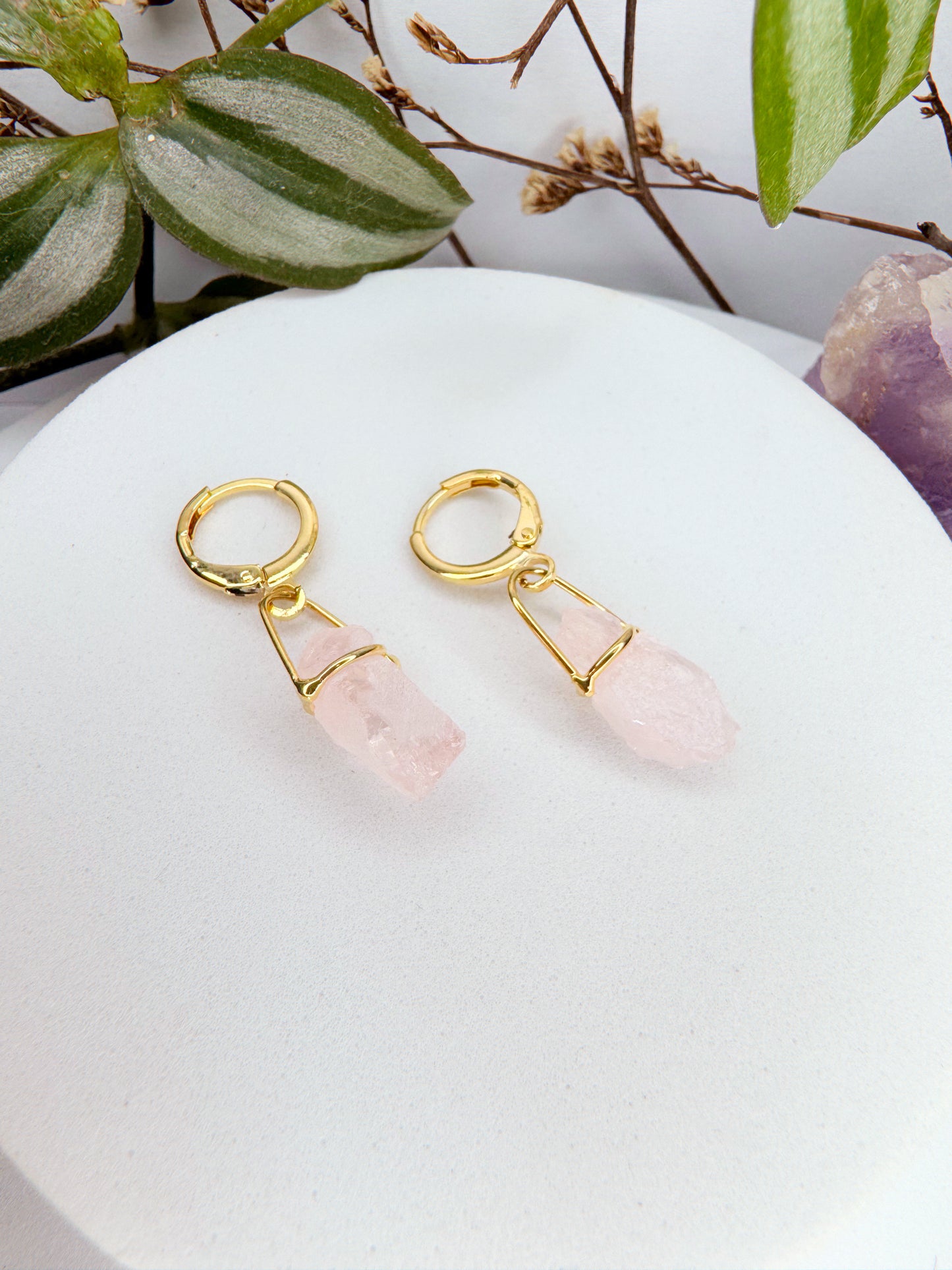 Brinco Júpiter - quartzo rosa