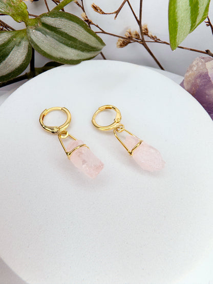 Brinco Júpiter - quartzo rosa