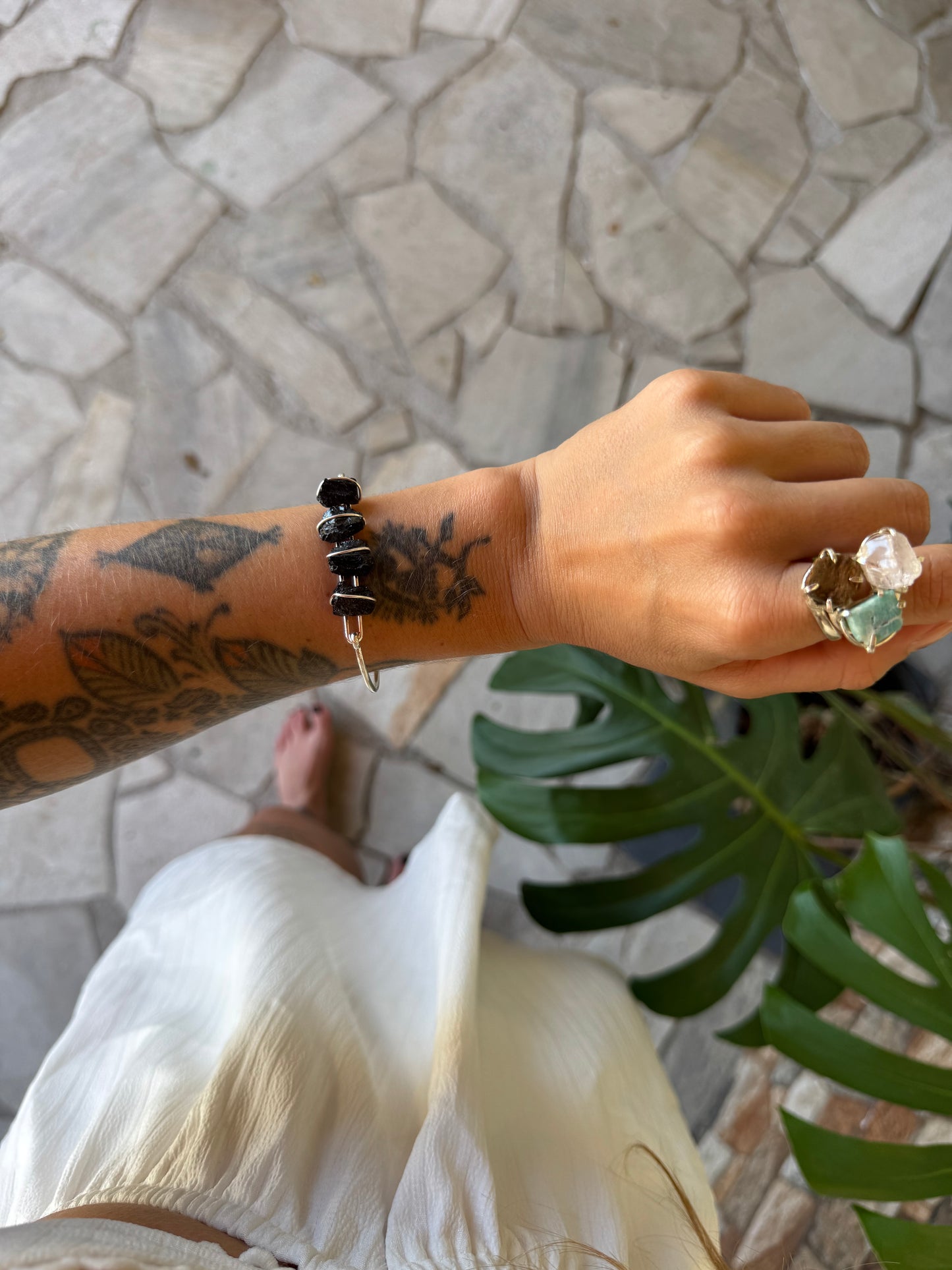 Bracelete terra - turmalina negra