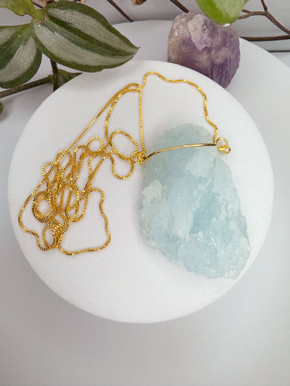 Colar atmosfera - Agua marinha