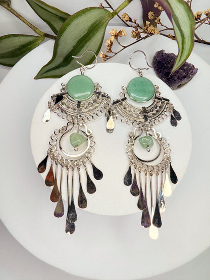 Brinco Nostalgia Aço - Quartzo verde