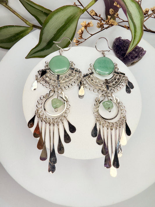 Brinco Nostalgia Aço - Quartzo verde