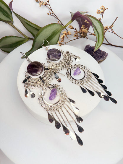 Brinco Nostalgia Aço - Ametista