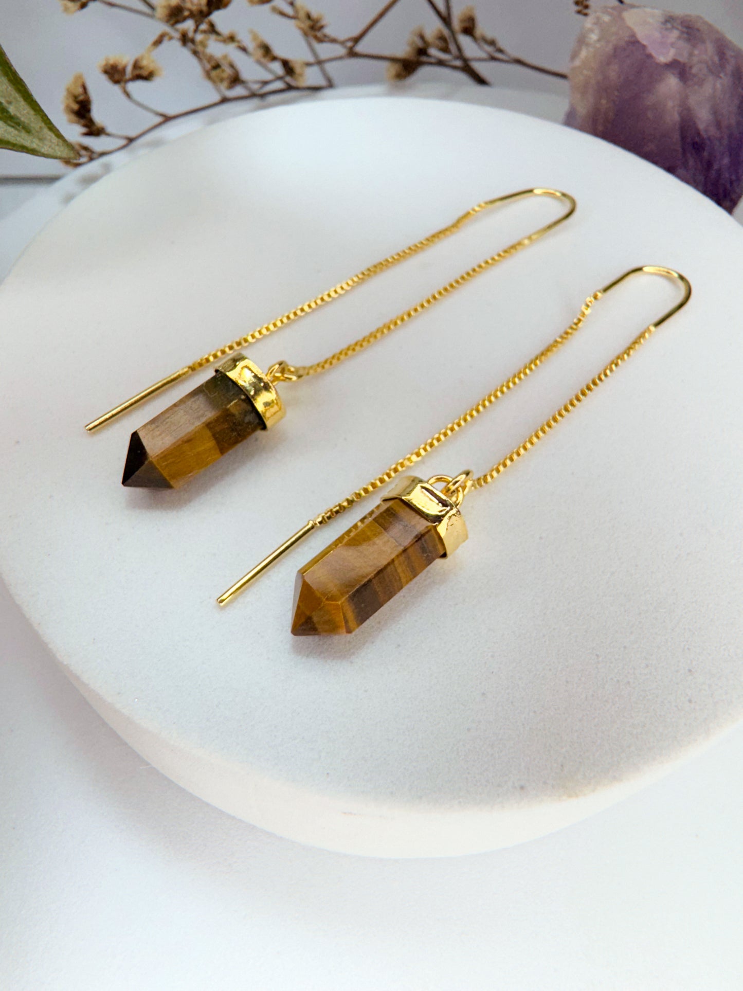 Brinco zen - Olho de Tigre lapidado