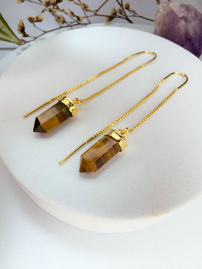 Brinco zen - Olho de Tigre lapidado