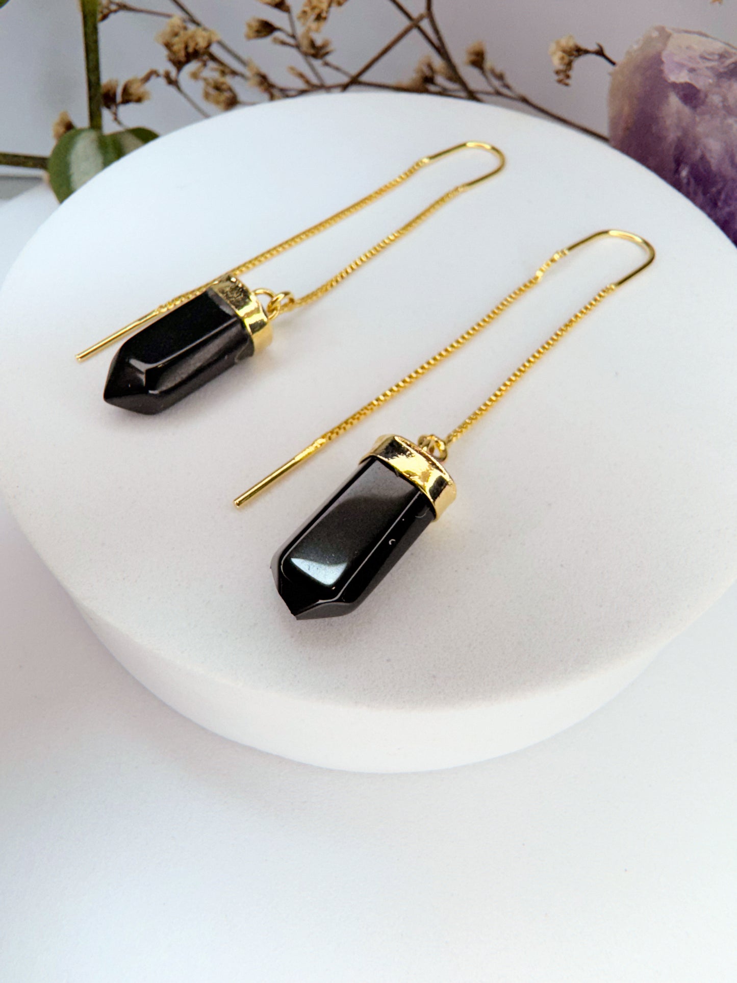 Brinco zen - Ônix lapidado