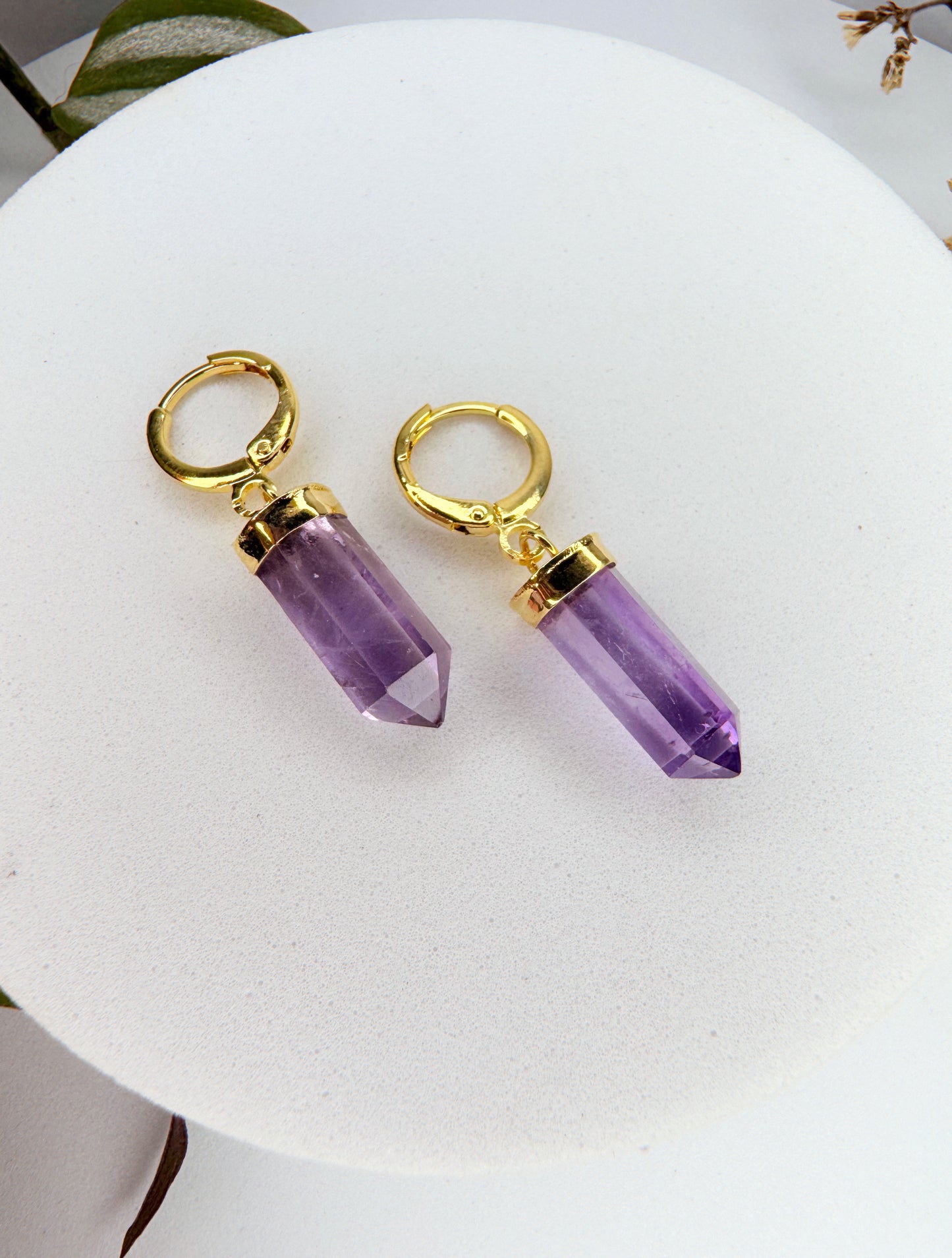 Brinco Júpiter - ametista lapidada