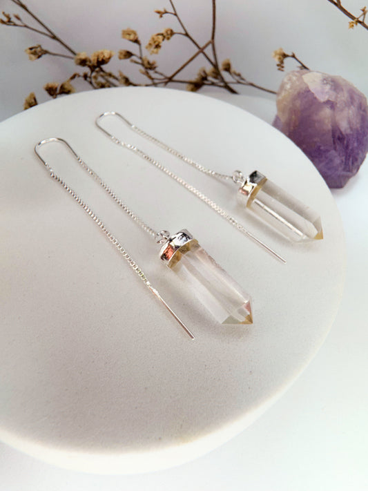 Brinco zen - Quartzo de Cristal lapidado