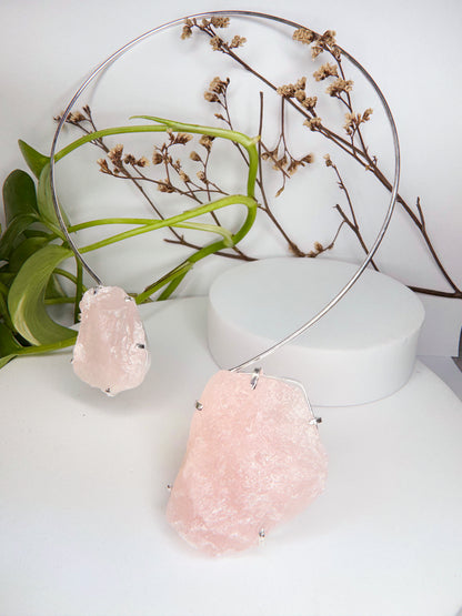 Choker celeste - Quartzo rosa