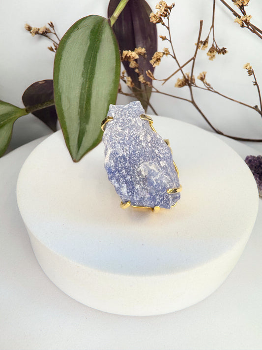 Anel Saturno - Quartzo Azul