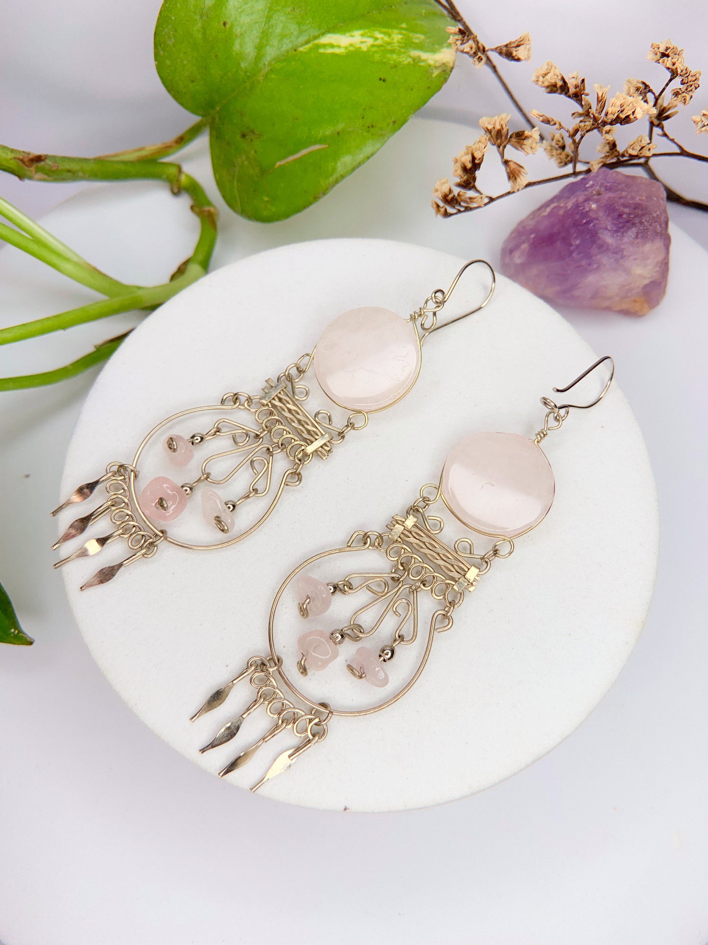 Brinco Nostalgia - Quartzo rosa
