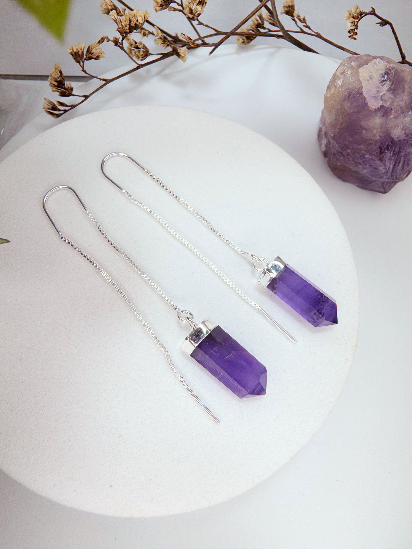 Brinco zen - Ametista lapidado