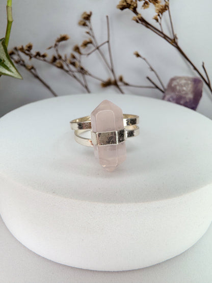 Anel mercúrio - Quartzo rosa