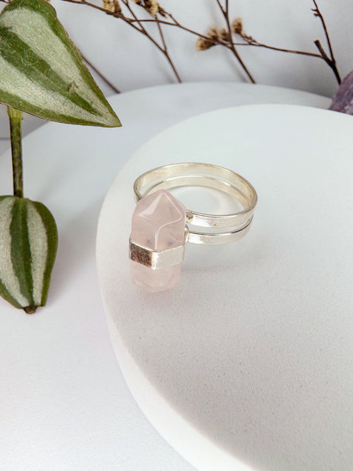 Anel mercúrio - Quartzo rosa
