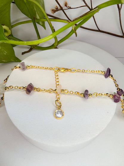 Choker Luar - Fluorita arco íris