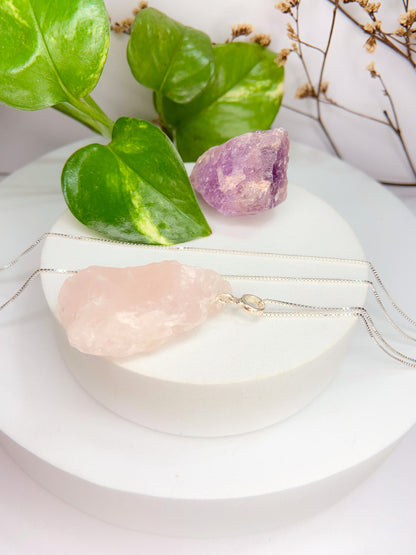 Colar bem-querer - Quartzo rosa 60cm