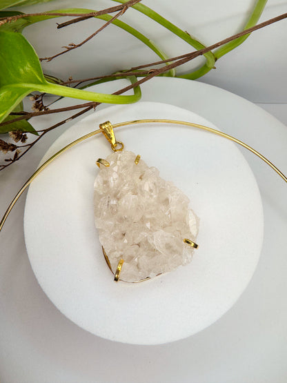 Choker Lunação - Drusa de Quartzo transparente